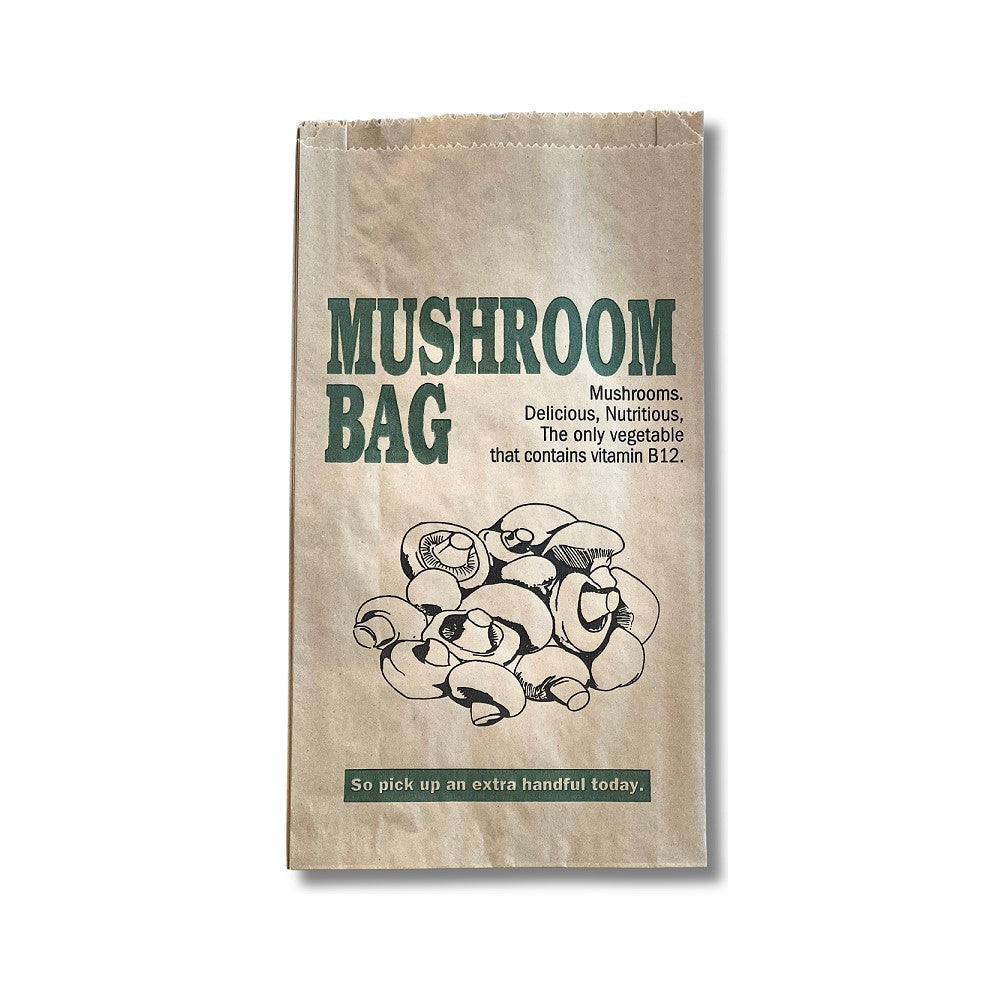 Mushroom Paper Bags Printed Brown 500s 165mm x 40mm x 280mm ()