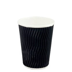 Cups 12oz Dimple Black 25s - Triple Wall 90mm