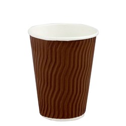 Cups 12oz Dimple Brown 25s - Triple Wall 90mm
