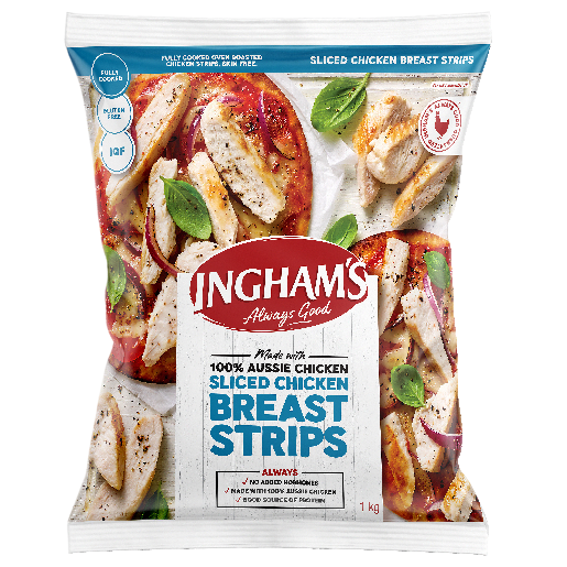 Chicken Meat Sliced Breast Strips Skinless 1kg Gluten Free Halal
