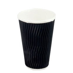 Cups 16oz Dimple Black 25s - Triple Wall 90mm