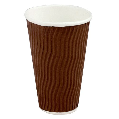 Cups 16oz Dimple Brown 25s - Triple Wall 90mm