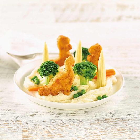 Dino Nuggets Crumbed 1.5kg - (Apporx 75 x 20g) Flash Fried
