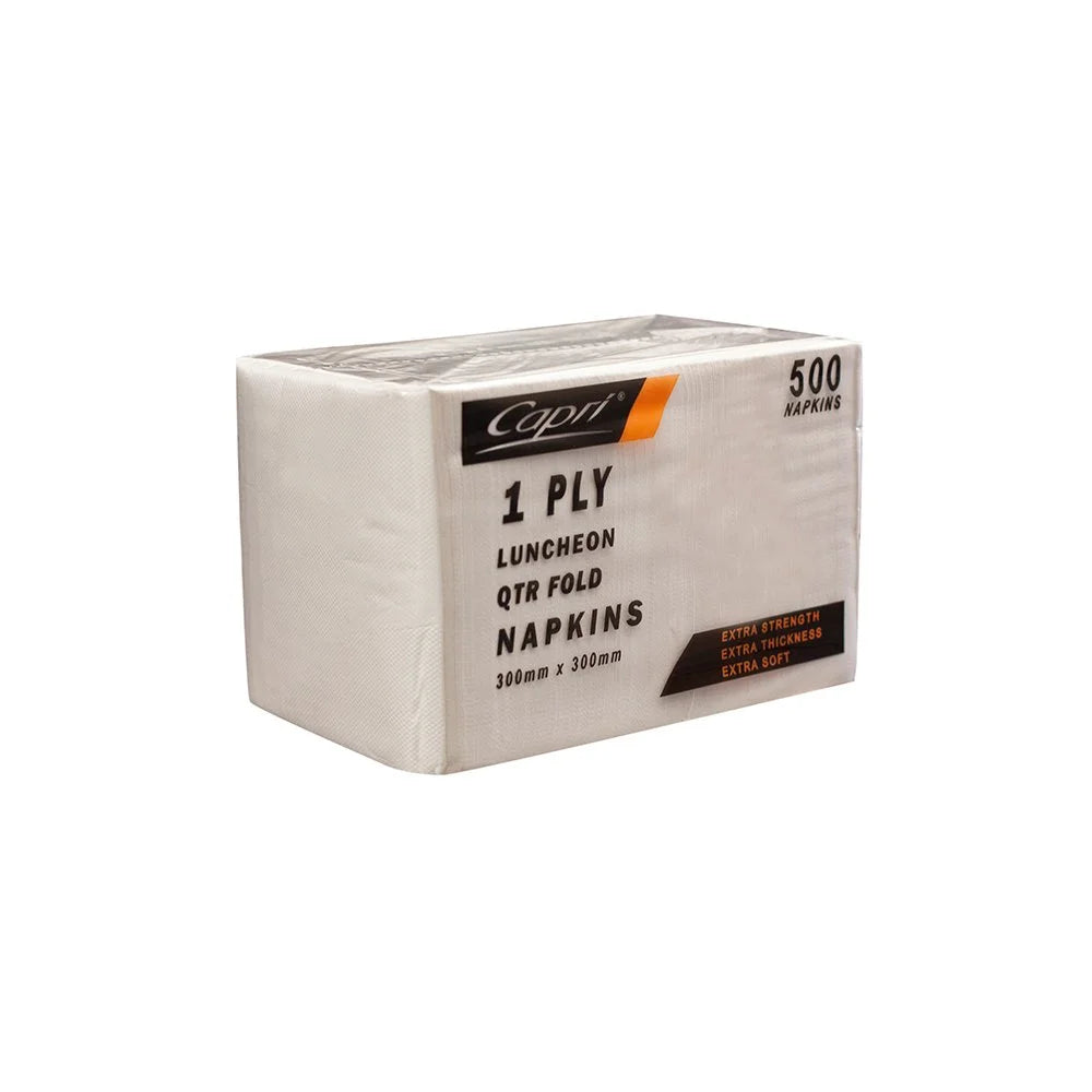 Napkin Lunch 1Ply White 500s 1/4 Fold
