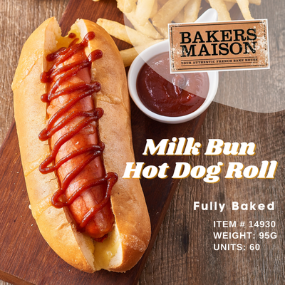 Milk Bun Hot Dog 60 x 95g - Thaw & Serve