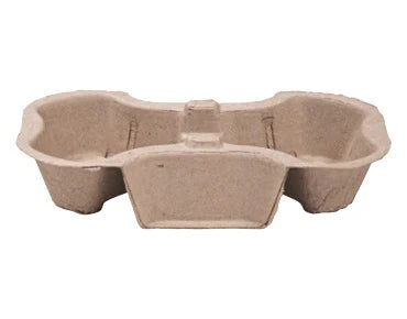 2 Cup Carry Tray 200s Brown Pulp 220x110x55mm