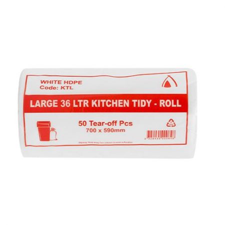 Kitchen Tidy Bags Large White 50 x 36Lt
