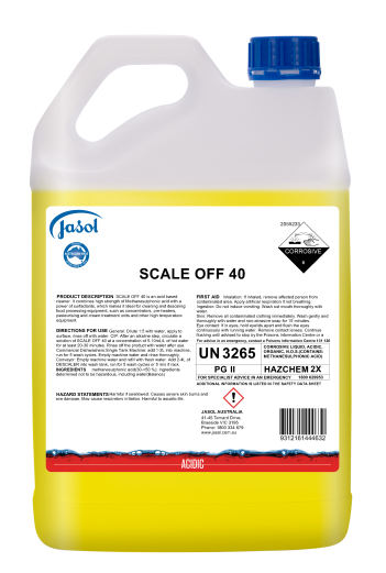 Scale Off 40 5Lt - Acid Cleaner & Descaler Food Processing & High Temp Equipment