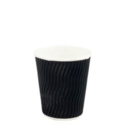 Cups 8oz Dimple Black 25s - Triple Wall 90mm