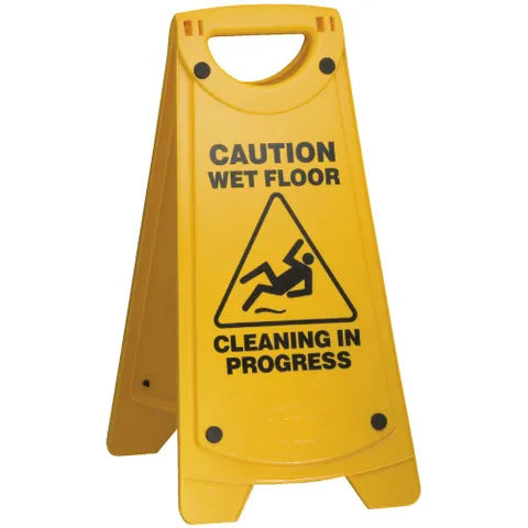 A Frame Caution Wet Floor Sign YELLOW Cleaning in Progress