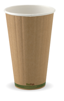 Cups 16oz Bio Kraft Green Stripe 50s - Top 90mm ()