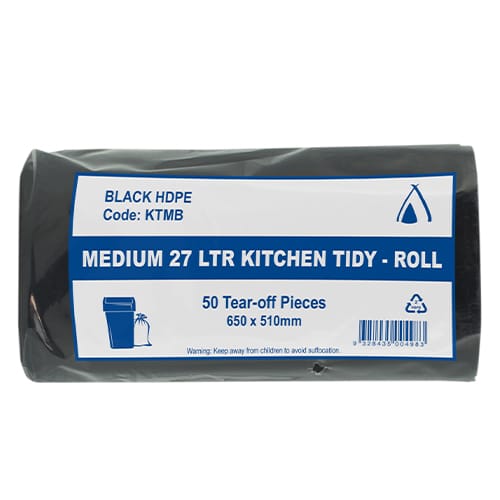Kitchen Tidy Bags Medium Black 50 x 27Lt