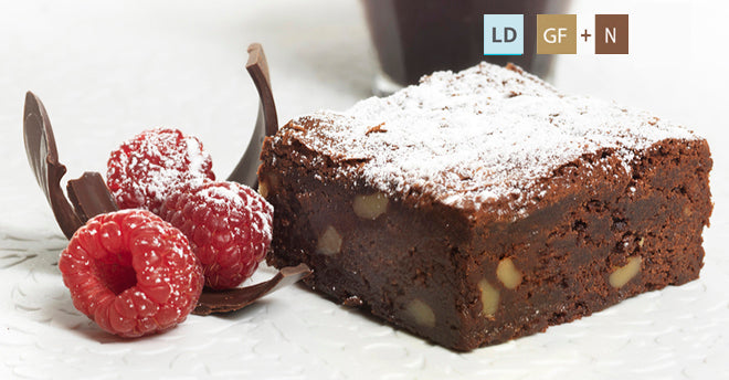 Chocolate Brownie Slice 15 x 90g Gluten Free Vegetarian Less than 1% Dairy Contains Nuts