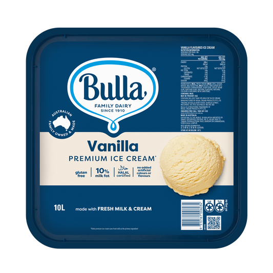 Ice Cream Vanilla 10Lt Tub Gluten Free