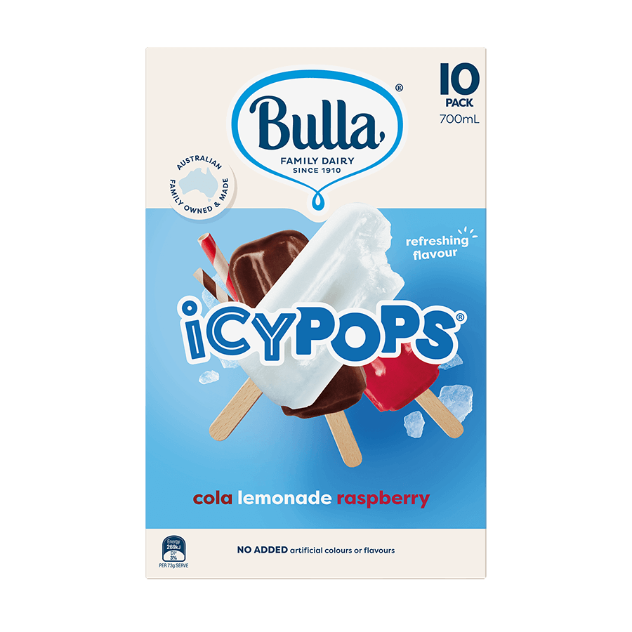 Icy Pops Variety - Rasp/Cola/Lemonade 10 Pack Gluten Free (GF) Halal (H)
