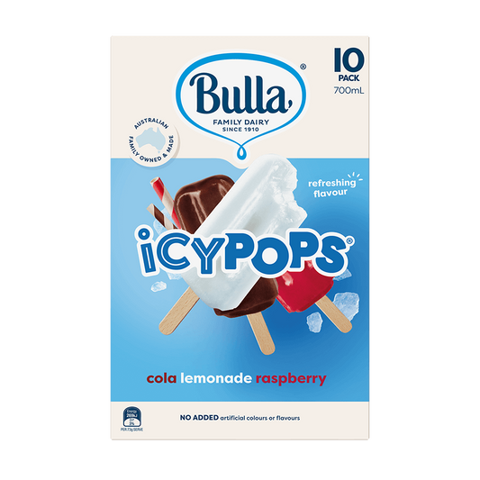 Icy Pops Variety - Rasp/Cola/Lemonade 10 Pack Gluten Free (GF) Halal (H)