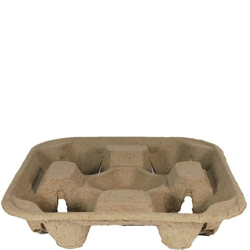 4 Cup Carry Tray 200s Brown Pulp 220x220x55mm