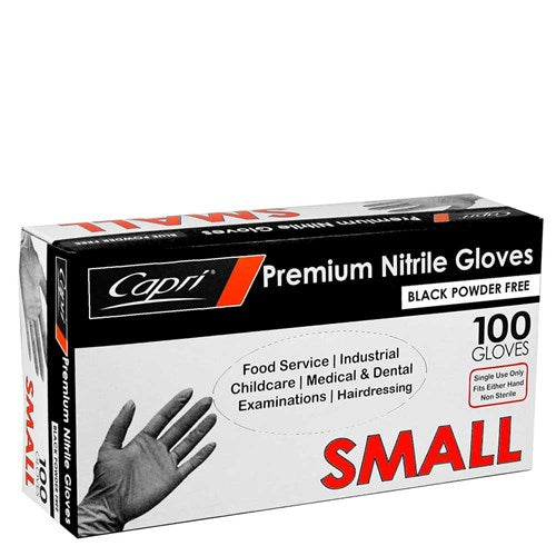 Glove Black Nitrile Small 100s - Powder Free