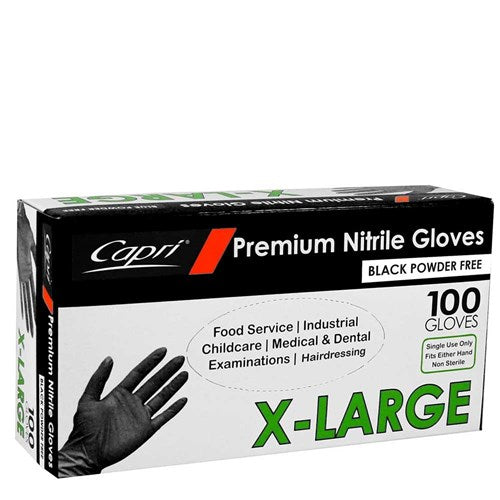 Glove Black Nitrile XLarge 100s - Powder Free