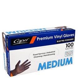 Glove Blue Vinyl Medium 100s - Lightly Powdered