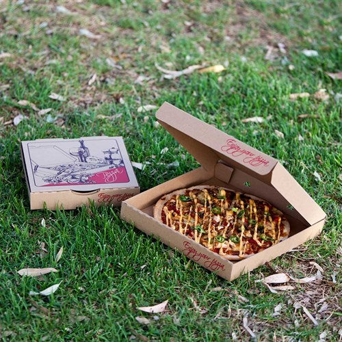 Pizza Box 9" Brown Printed 100s 230 x 230 x 40mm ()