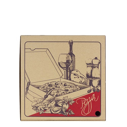 Pizza Box 12" Brown Printed 100s 300 x 300 x 40mm ()