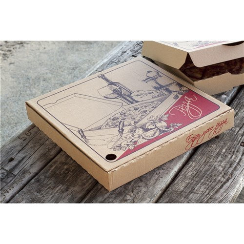 Pizza Box 15" Brown Printed 50s 380 x 380 x 40mm ()