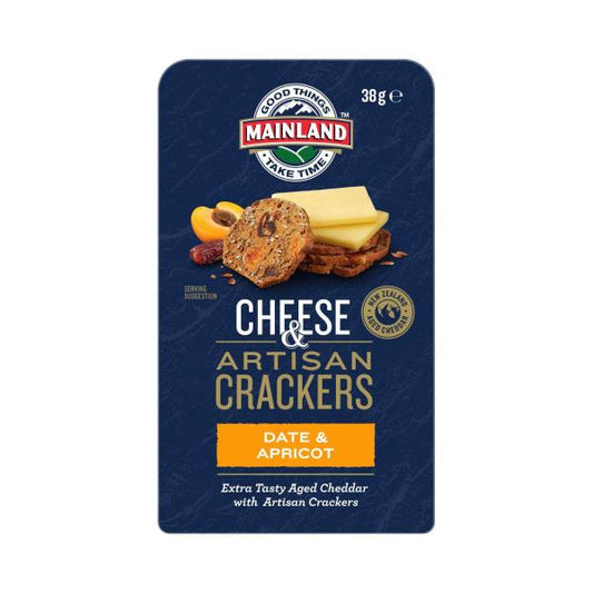ON-THE-GO Tasty Cheddar w Date & Apricot Artisan Crackers 8 x 38g (MAINLAND)
