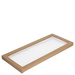 Catering Tray Lid Large #3 Kraft + PET Window 10s 550 x 250 x 30mm