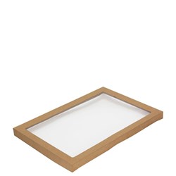 Catering Tray Lid XLarge #4 Kraft + PET Window 10s 455 x 313 x 30mm