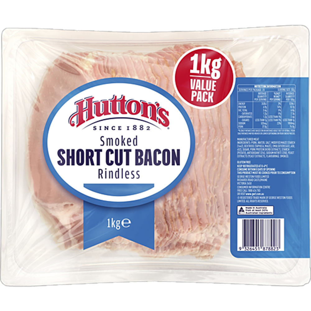 Bacon Short Cut 1kg - Gluten Free (GF)