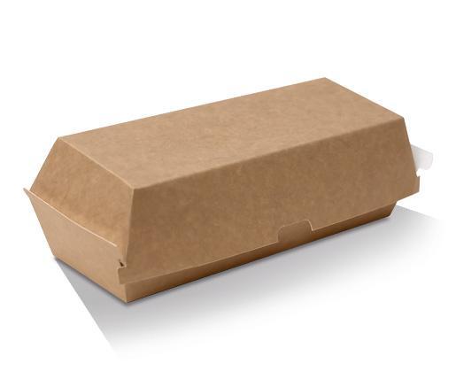 Hot Dog Box 50s Brown Kraft 208 x 70 x 75mm