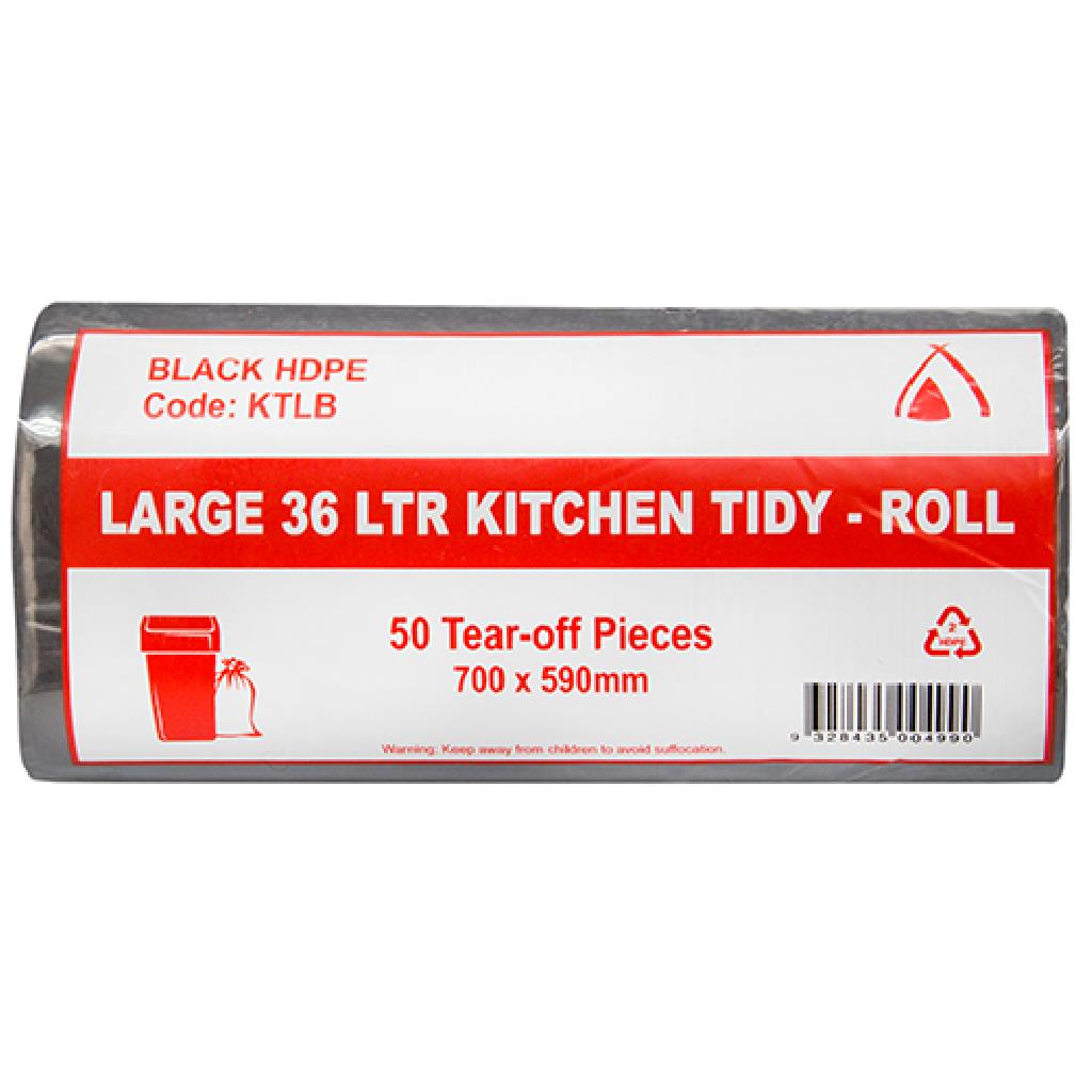 Kitchen Tidy Bags Large Black 50 x 36Lt