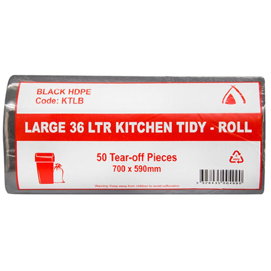 Kitchen Tidy Bags Large Black 50 x 36Lt