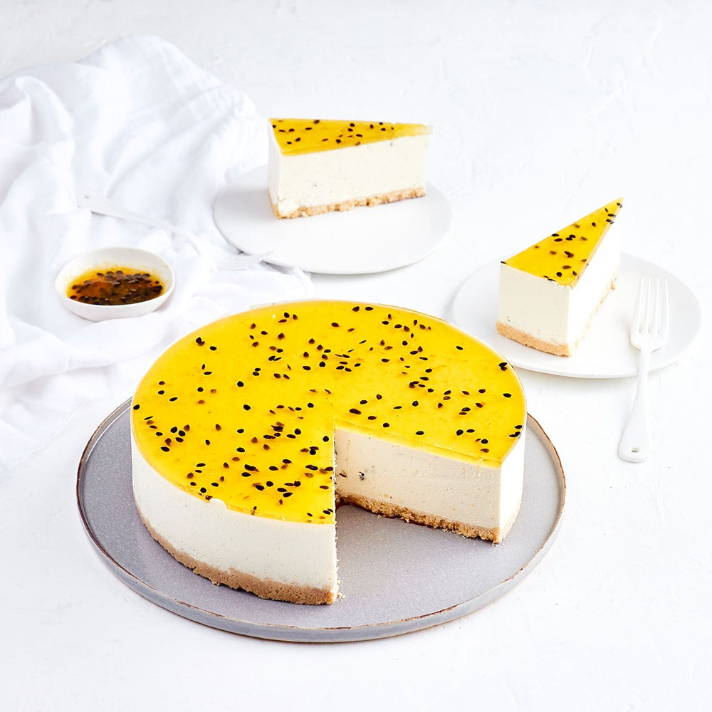 Passionfruit Cheesecake 2.35kg Pre Cut 14 Portions
