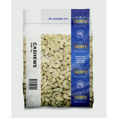 Cashews Roasted Unsalted 1kg - Vegan Origin - Local & Imported Packed in Australia
