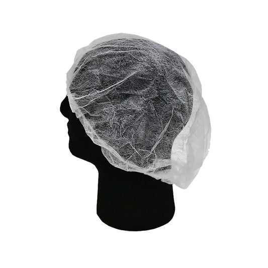 Disposable 21" Crimped Hair Cap White 100s