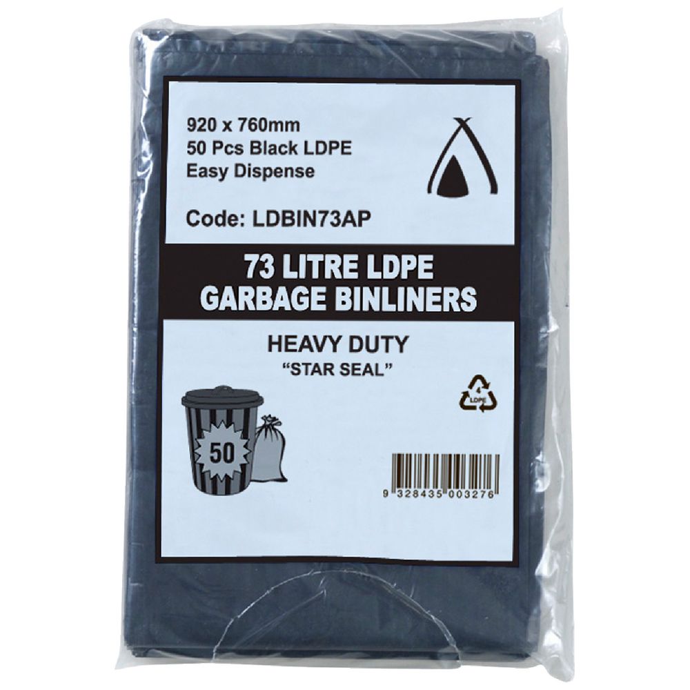 Garbage Bin Liner Black 73Lt All Purpose 50s