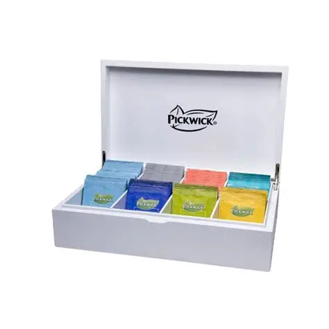 Tea Box With Lid White 8 Compartments