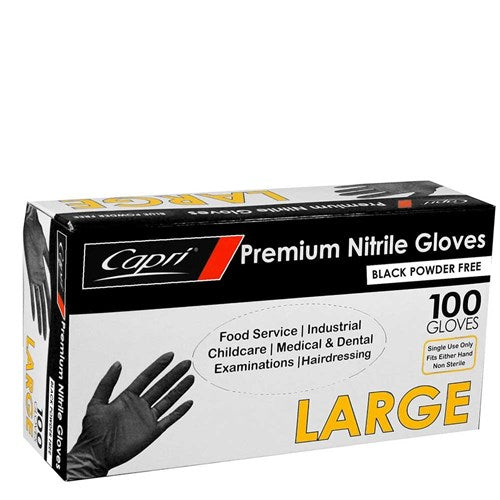 Glove Black Nitrile Large 100s - Powder Free