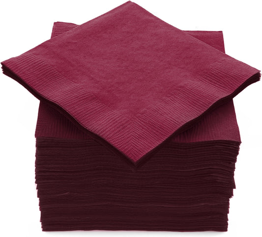 Napkin Lunch 2Ply Burgundy 125s QTR Fold 300 x 300mm