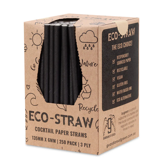 Straws 4 Ply Paper Cocktail 250s Black 135 x 6.2mm - FSC MIX 70%