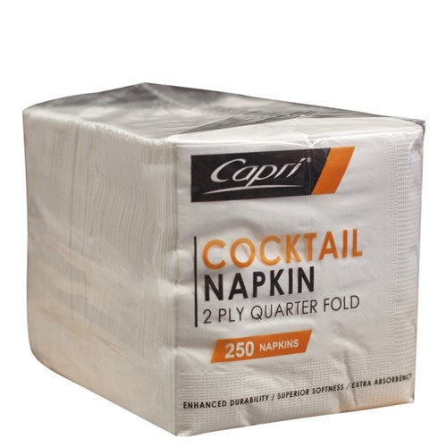 Napkin Cocktail 2Ply White 250s