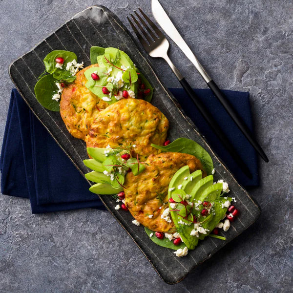 Corn & Zucchini Fritter 24 x 60g - Vegetarian (V) Gluten Free (GF) Shelf Life (Chilled) 5 Days (HELENS)