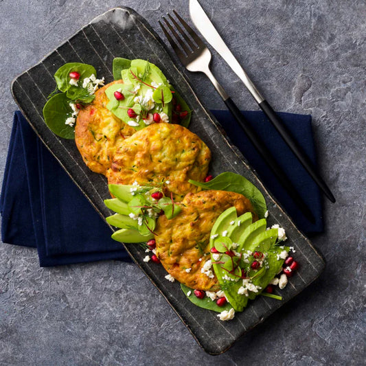 Corn & Zucchini Fritter 24 x 60g - Vegetarian (V) Gluten Free (GF) Shelf Life (Chilled) 5 Days (HELENS)