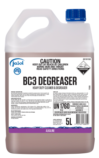 BC3 - Degreaser 5Lt - Non Perfumed for Food Processing Areas