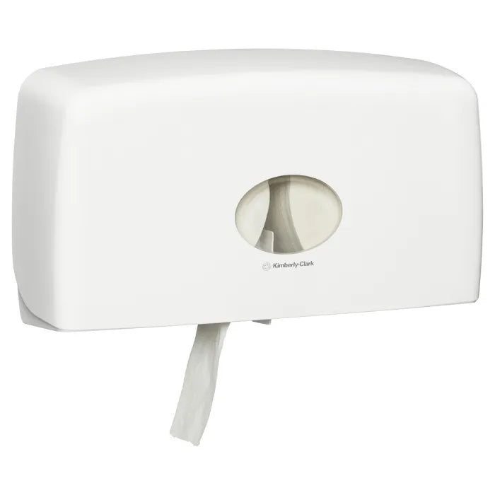 Twin Jumbo T/Roll Dispenser White Plastic Lockable