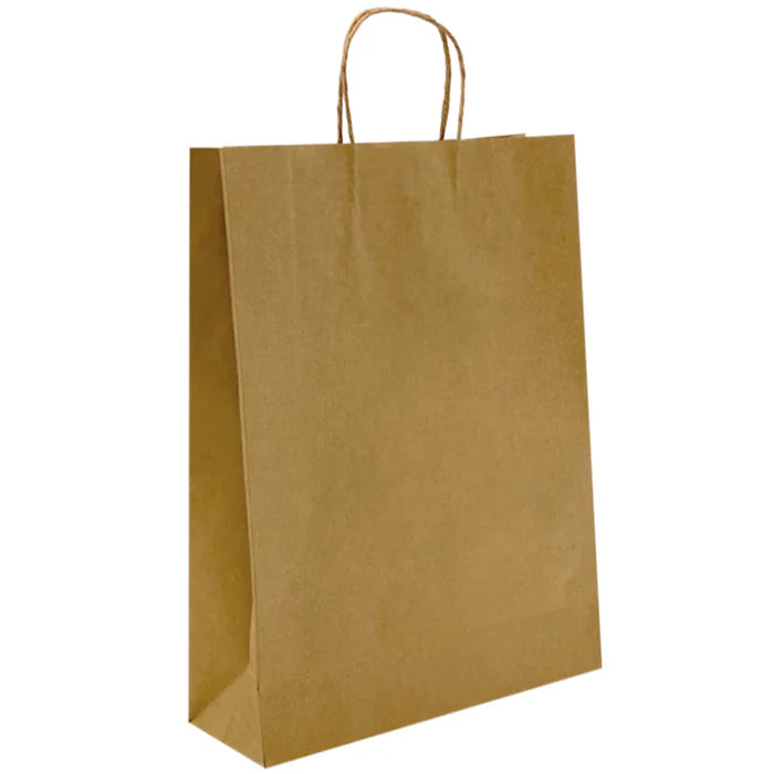 Brown Kraft Twist Handle Bags Medium H/Duty - 50s 480 x 340 x 110mm