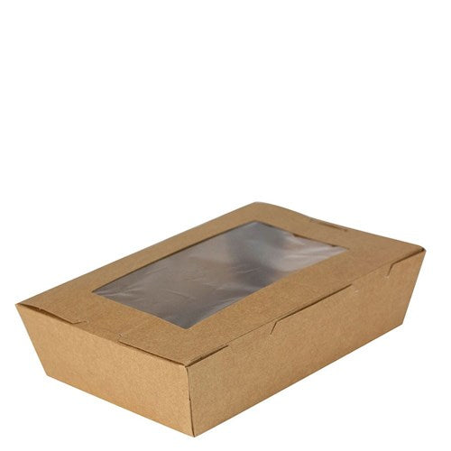Salad Container Bamboo #3 Large + Window 50s Top-215 x 158mm Base-197 x 140mm (H) 65mm (FUTURE FRIENDLY)