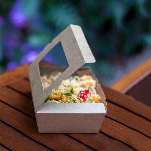 Salad Container Bamboo #8 Medium + Window 50s Top-171 x 140mm Base-152 x 120mm 65mm